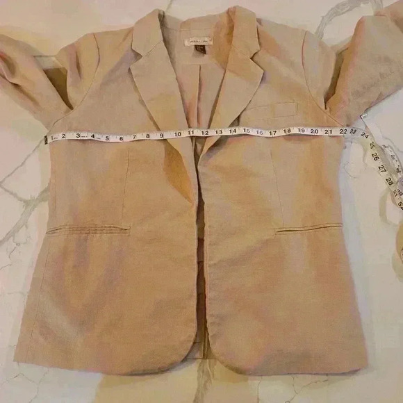 Marina Luna Womens Linen Open Blazer Peach Tan Size XL - Picture 6 of 11